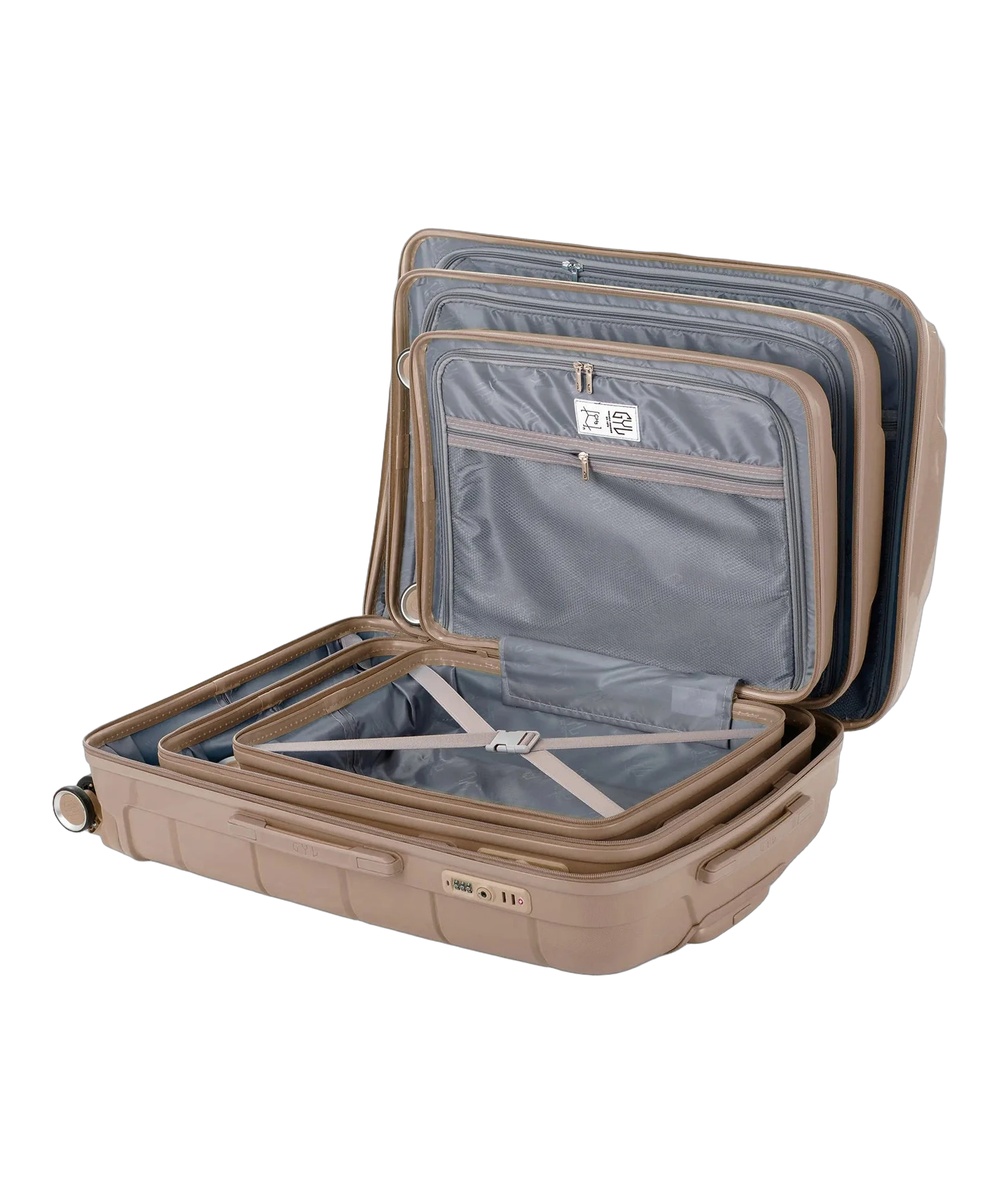 Set de 3 valises Citadine GYL champagne intérieur ouvert