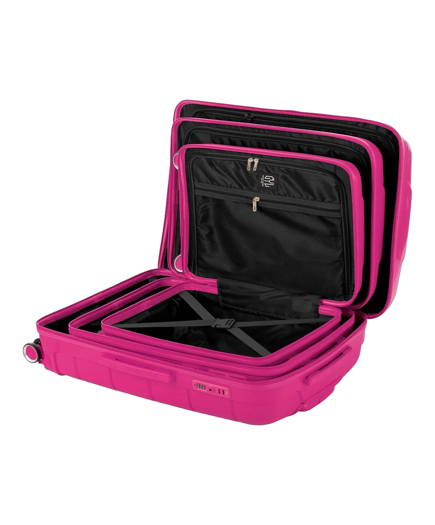 Set de 3 valises Citadine GYL fuchsia intérieur ouvert