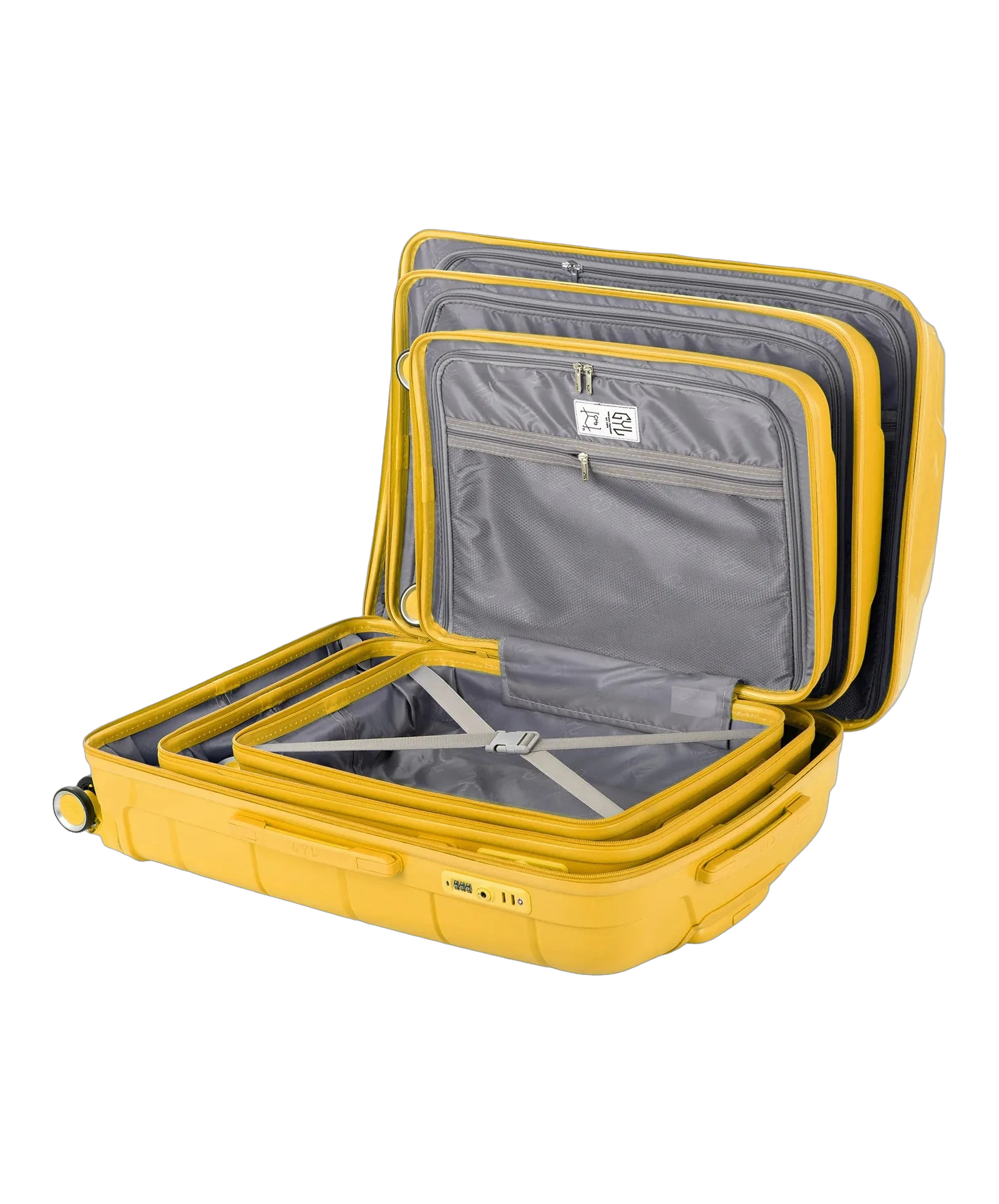 Set de 3 valises Citadine GYL jaune fonce intérieur ouvert