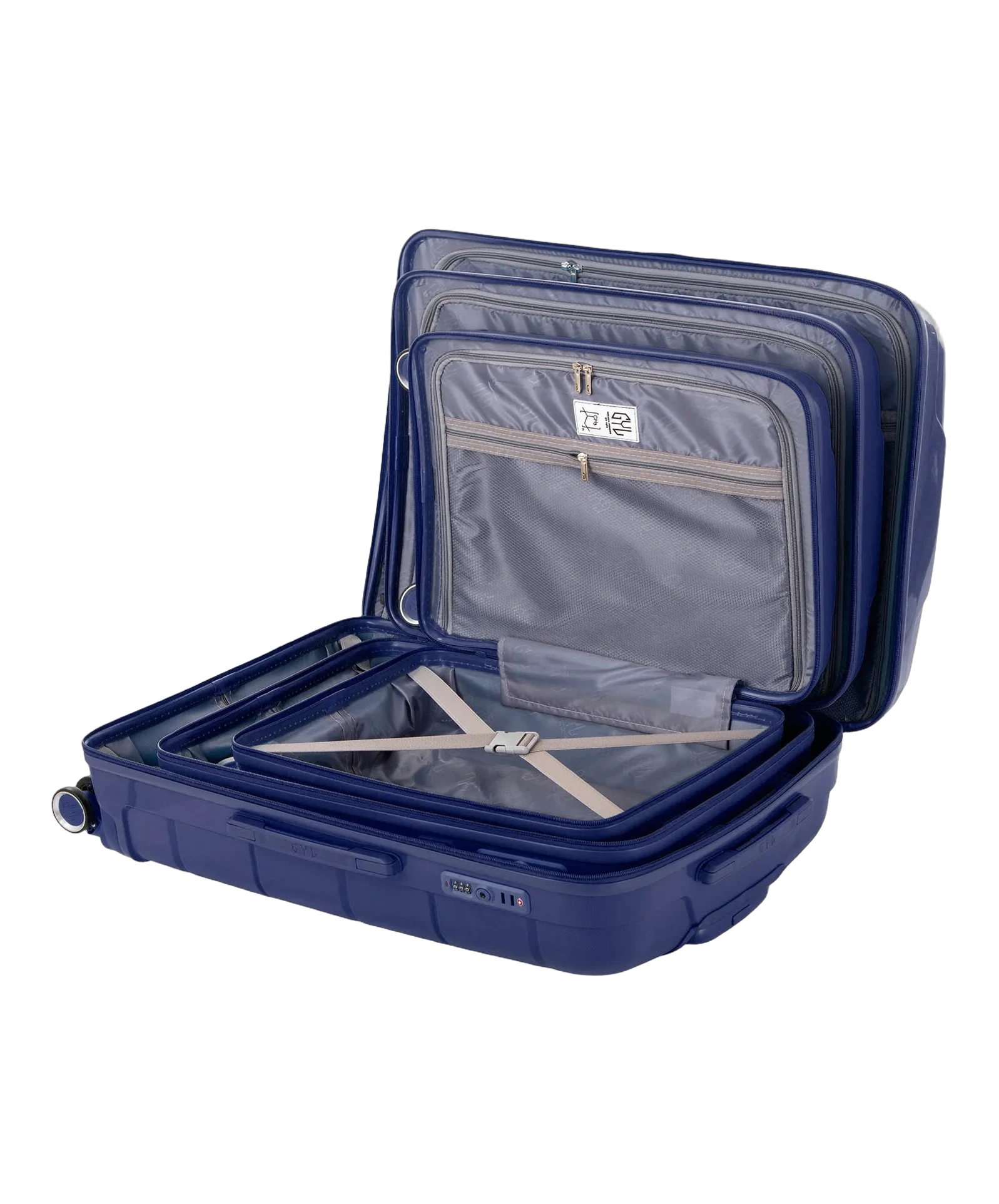 Set de 3 valises Citadine GYL marine intérieur ouvert