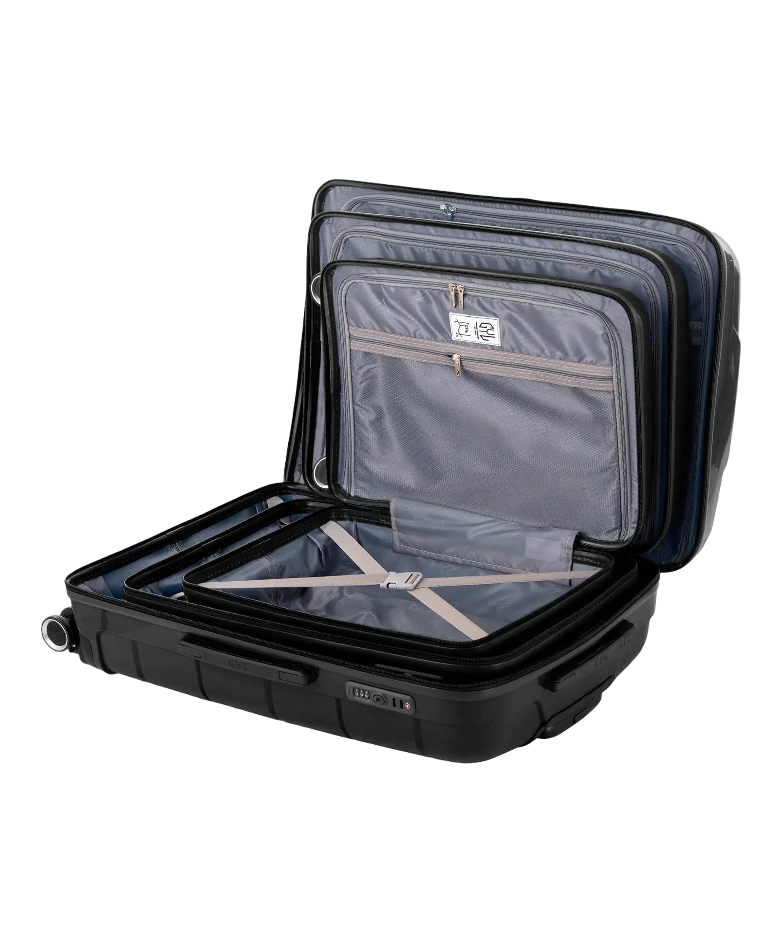 Set de 3 valises Citadine GYL noir intérieur ouvert