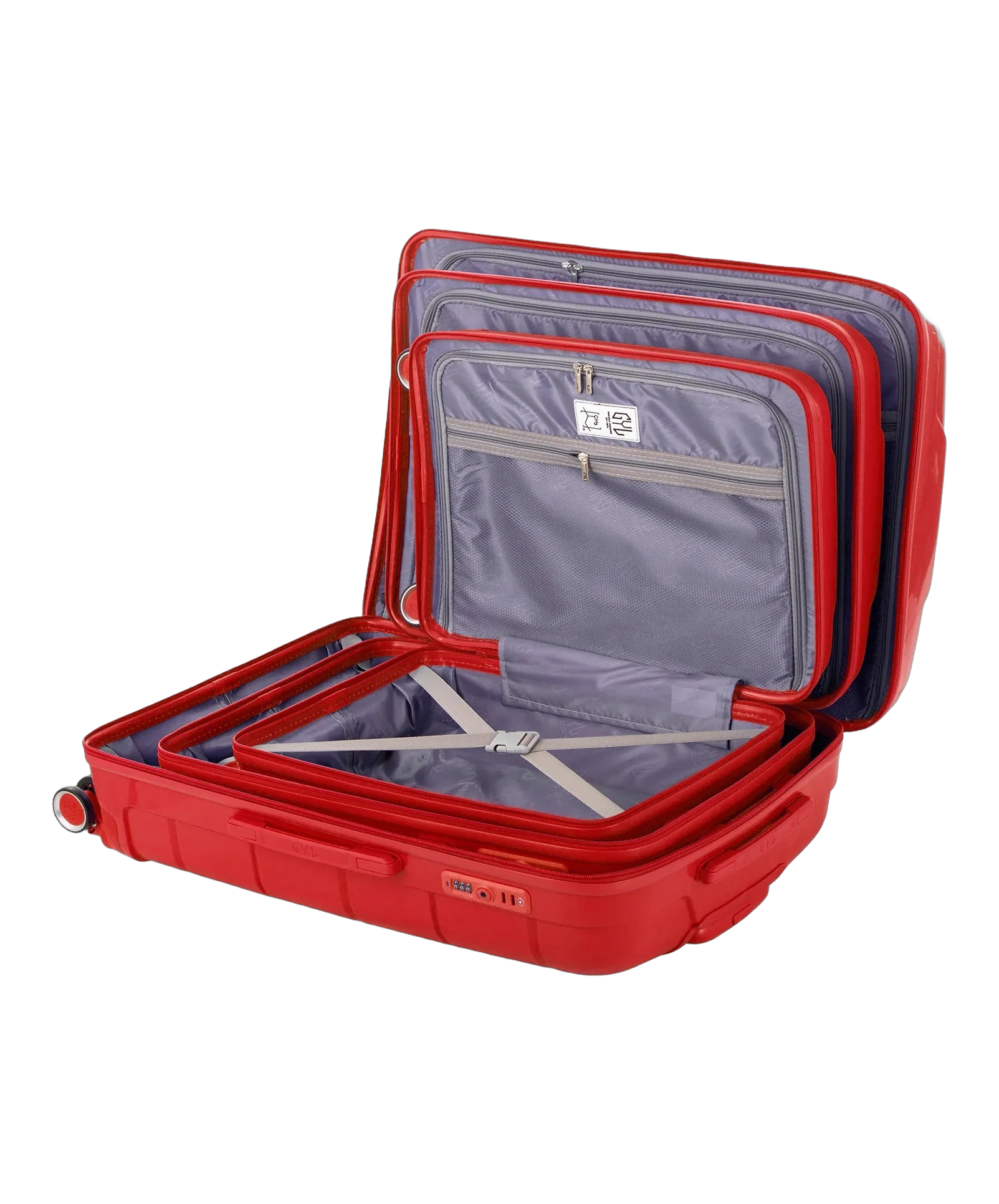 Set de 3 valises Citadine GYL rouge intérieur ouvert