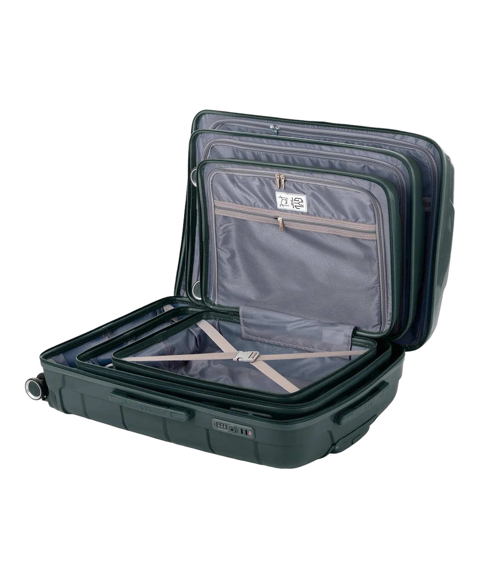 Set de 3 valises Citadine GYL sapin intérieur ouvert