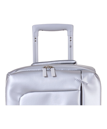 Valise Evasion GYL souple set de 3 valises cabine semaine et soute coloris argent detail poignee telescopique