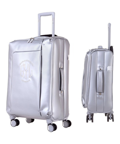 Valise Evasion GYL souple set de 3 valises cabine semaine et soute coloris argent vue de face et profil