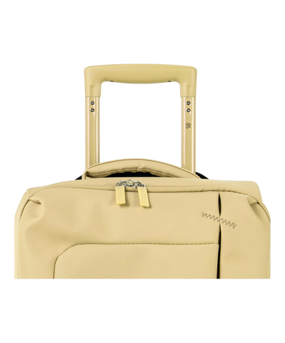 Valise Evasion GYL souple set de 3 valises cabine semaine et soute coloris champagne detail poignee telescopique