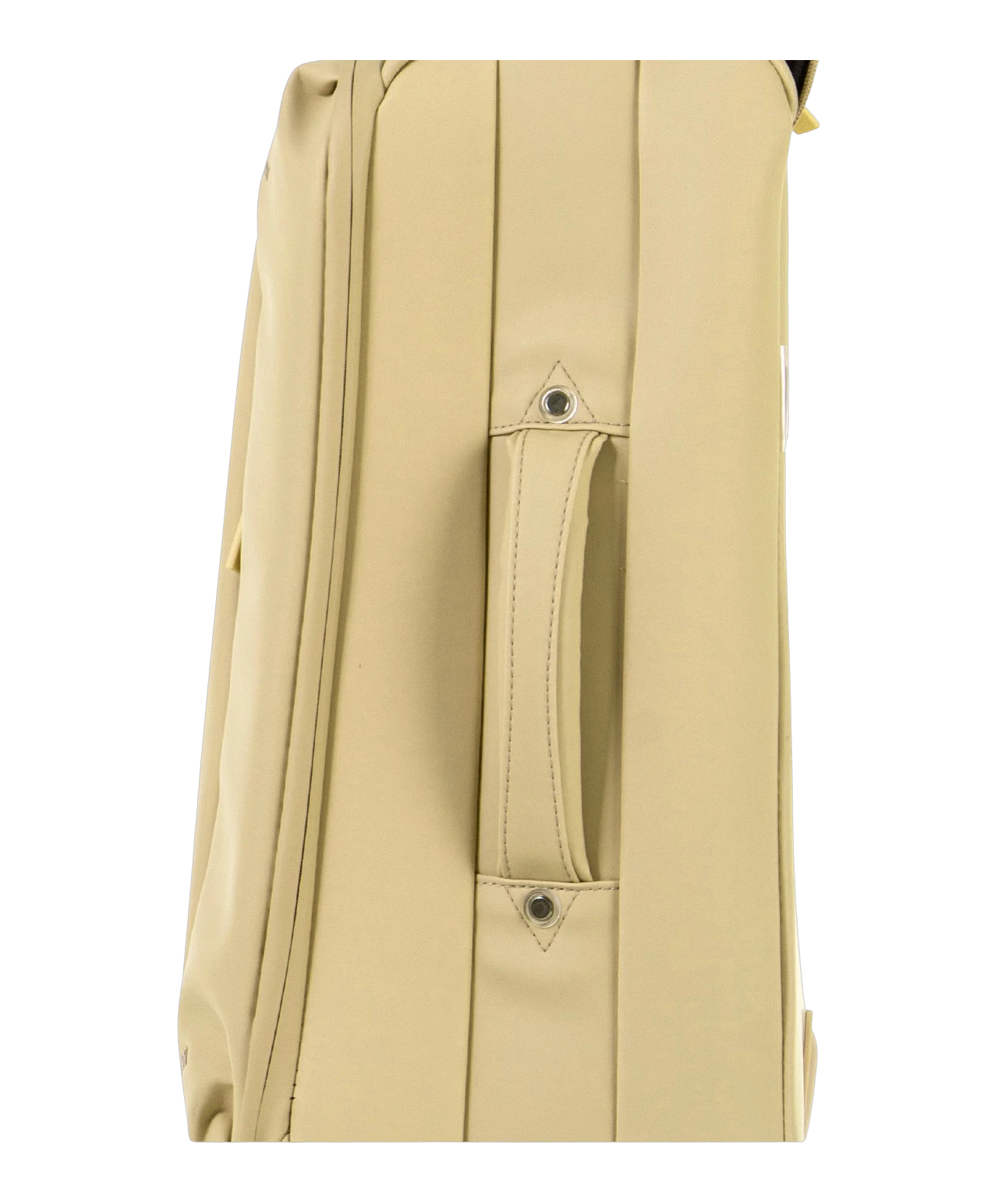 Valise Evasion GYL souple set de 3 valises cabine semaine et soute coloris champagne detail profil lateral avec poignee