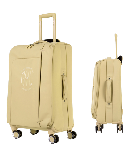 Valise Evasion GYL souple set de 3 valises cabine semaine et soute coloris champagne vue de face et profil
