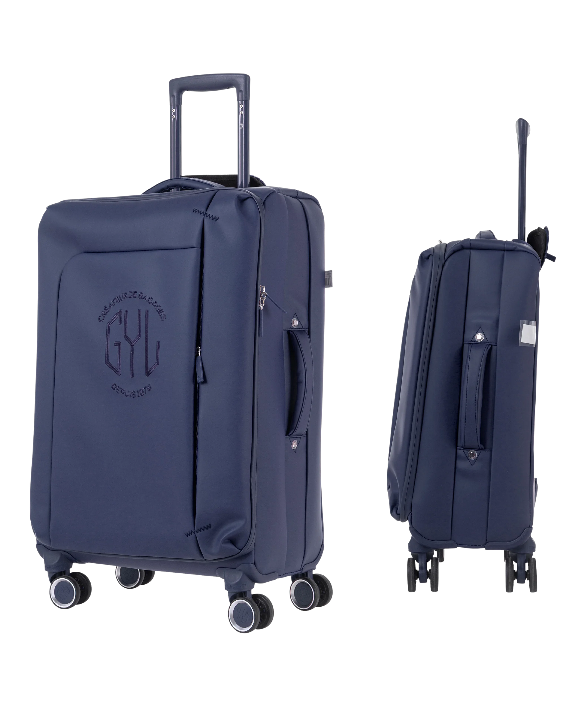 Valise Evasion GYL souple set de 3 valises cabine semaine et soute coloris marine vue de face et profil