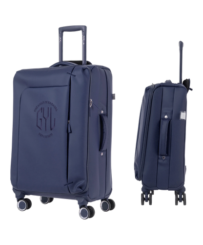 Valise Evasion GYL souple set de 3 valises cabine semaine et soute coloris marine vue de face et profil