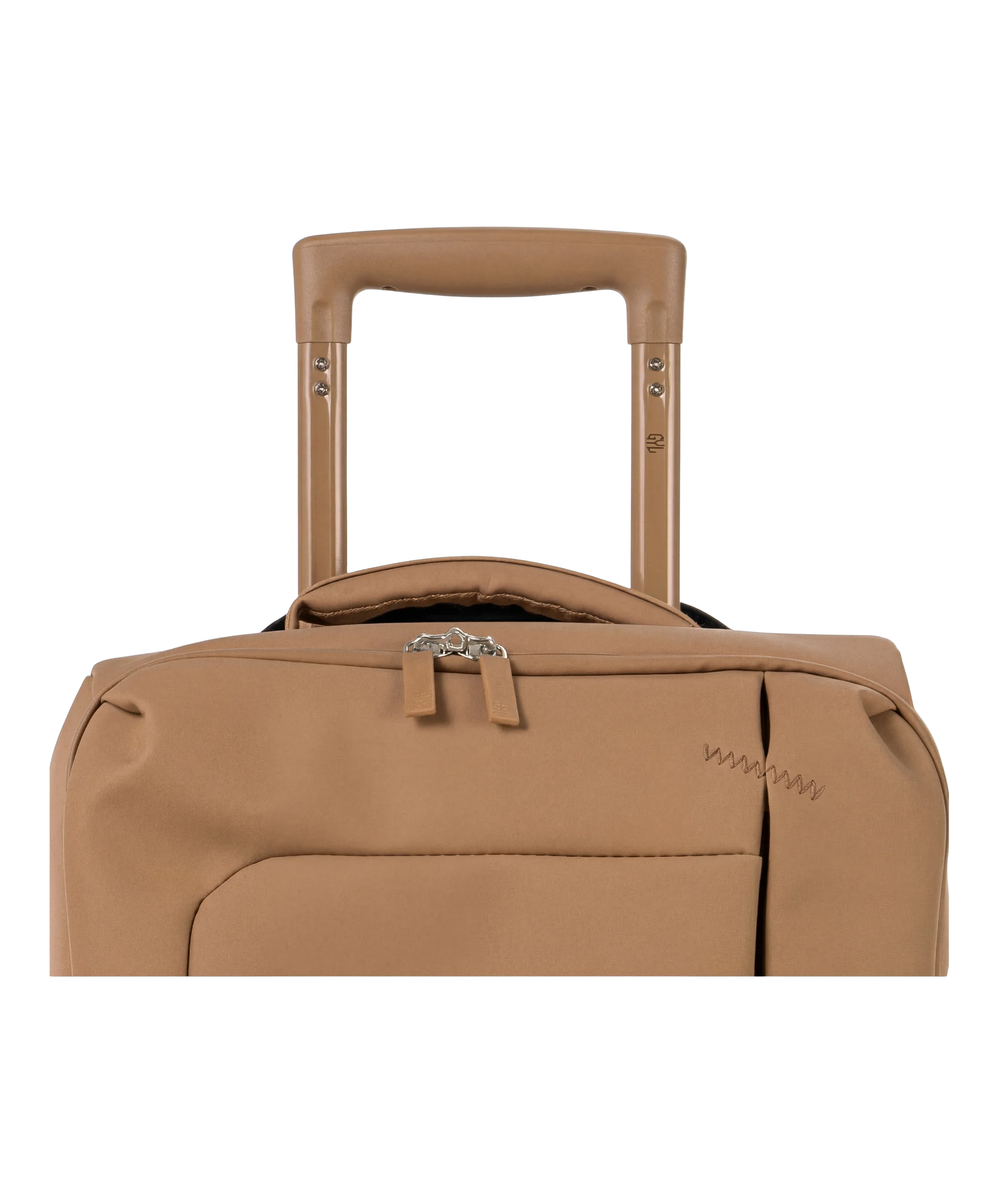 Valise Evasion GYL souple set de 3 valises cabine semaine et soute coloris moca detail poignee telescopique