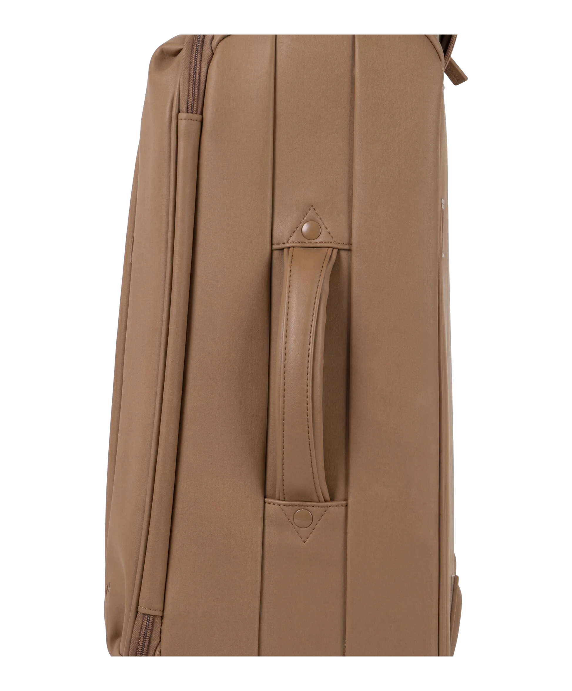 Valise Evasion GYL souple set de 3 valises cabine semaine et soute coloris moca detail profil lateral avec poignee
