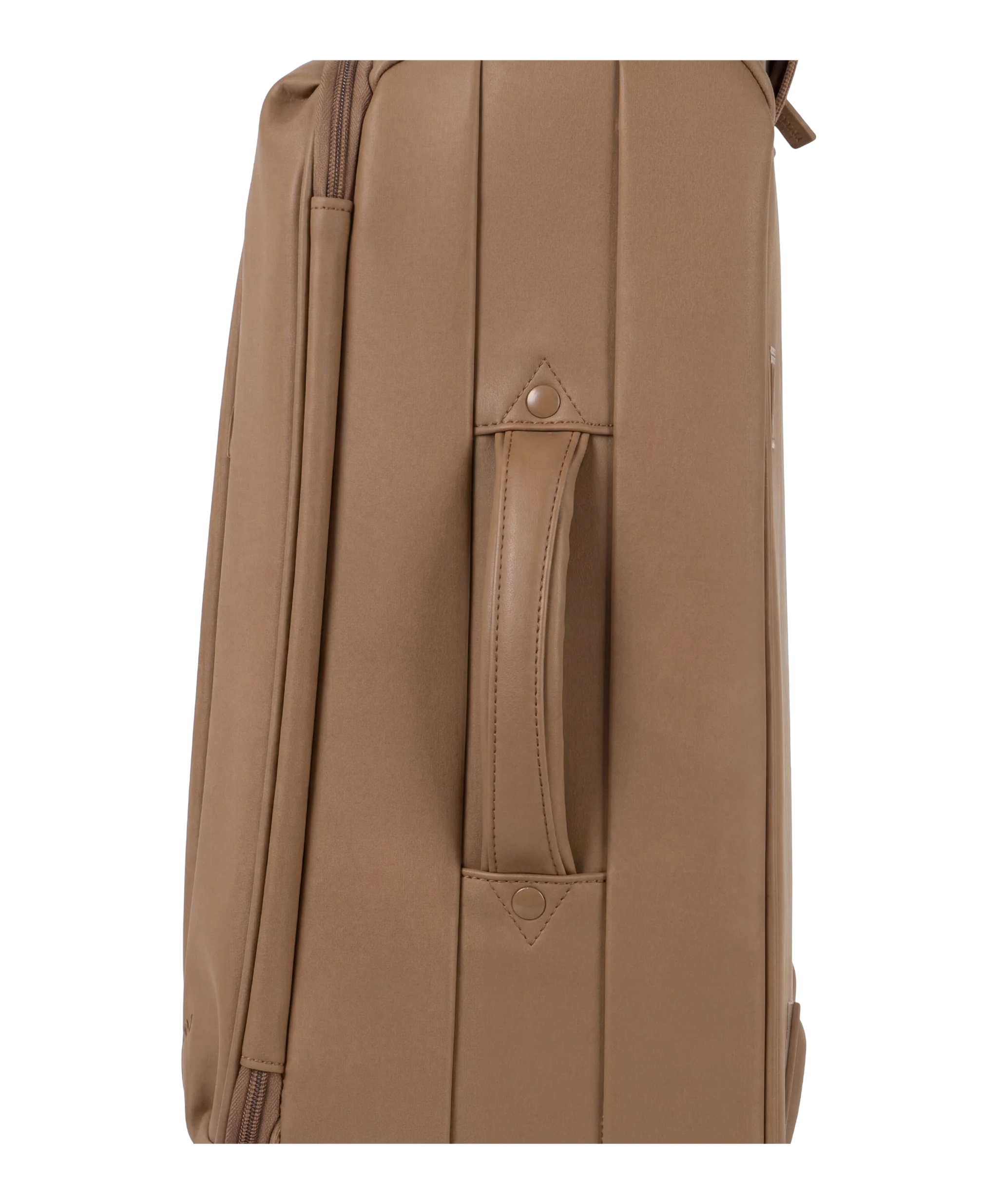 Valise Evasion GYL souple set de 3 valises cabine semaine et soute coloris moca detail profil lateral avec poignee