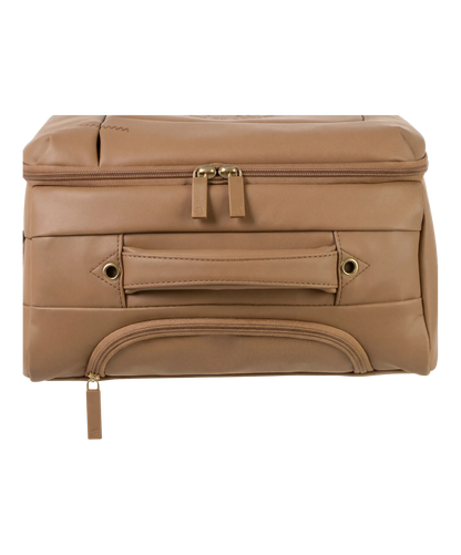 Valise Evasion GYL souple set de 3 valises cabine semaine et soute coloris moca detail vue du dessus avec poches et fermetures