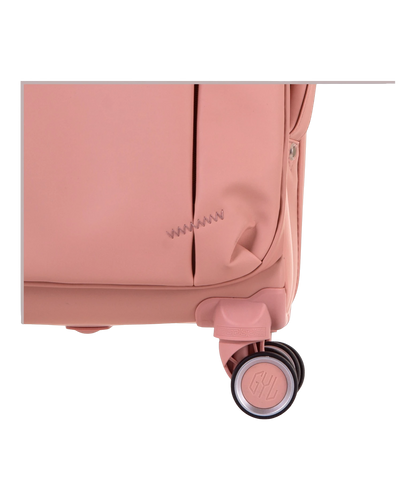 Valise Evasion GYL souple set de 3 valises cabine semaine et soute coloris rose-gold detail roulette 360 degres