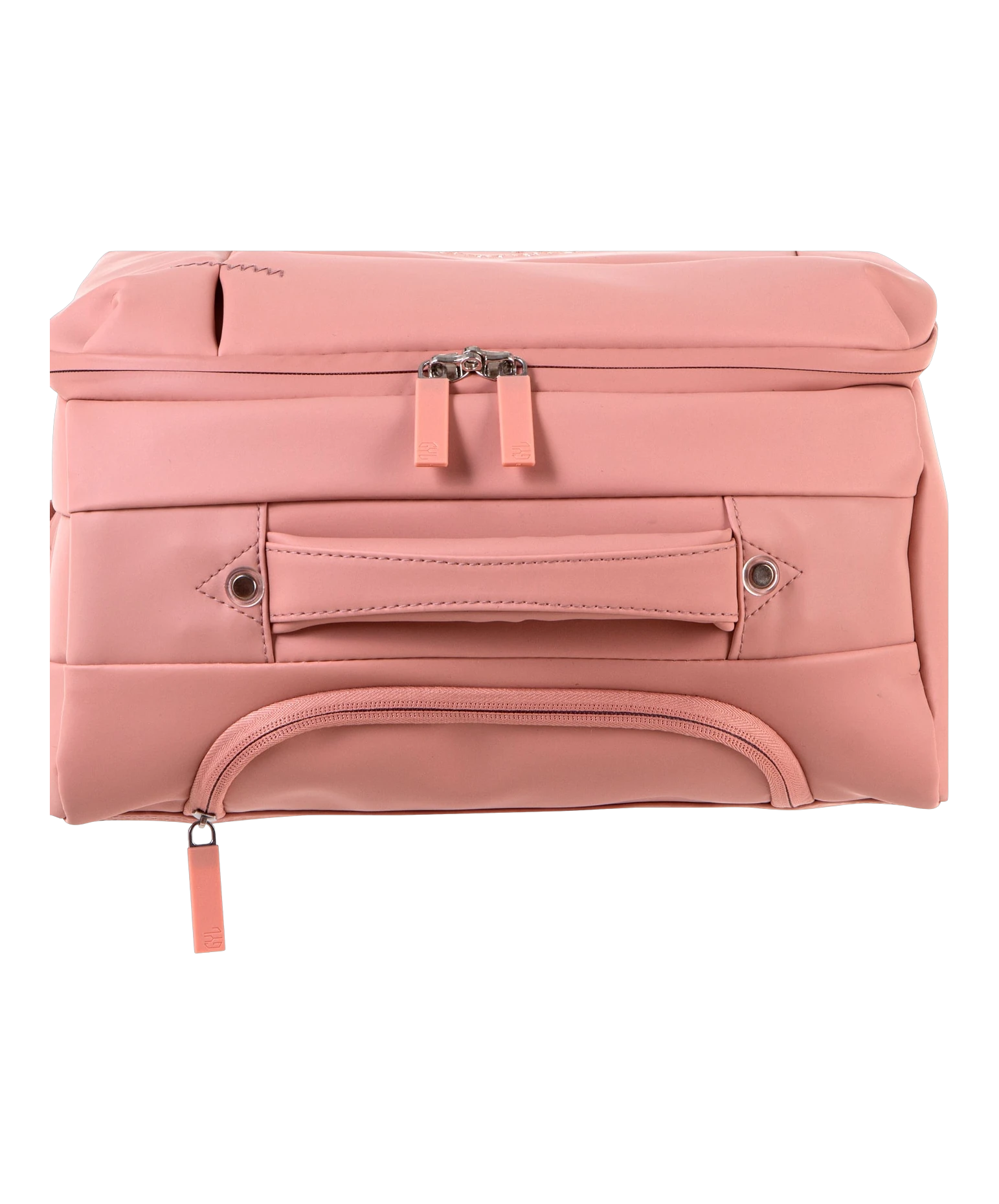 Valise Evasion GYL souple set de 3 valises cabine semaine et soute coloris rose-gold detail vue du dessus avec poches et fermetures