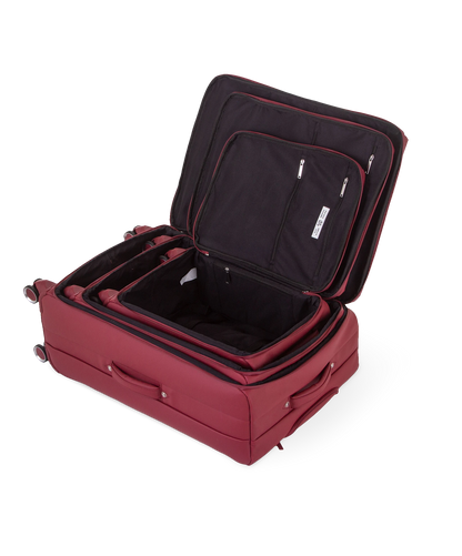 Set de 3 valises souples Évasion coloris rouge foncé intérieur ouvert valises emboîtées