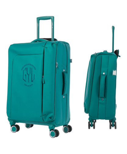 Valise Evasion GYL souple set de 3 valises cabine semaine et soute coloris sapin vue de face et profil