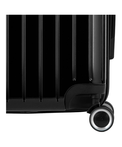 Valise Intemporelle en polycarbonate set de 3 valises cabine semaine et soute coloris noire detail roulette 360 degres sigle GYL