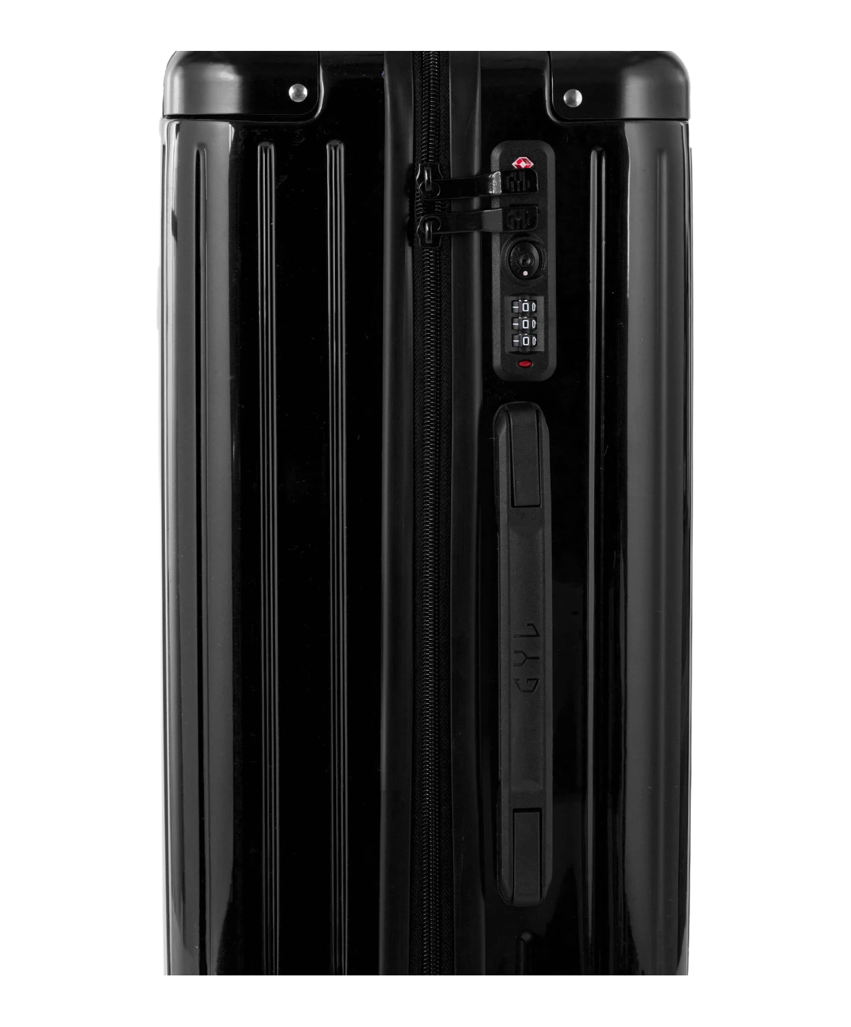 Valise Intemporelle en polycarbonate set de 3 valises cabine semaine et soute coloris noire gros plan serrure TSA a code integree