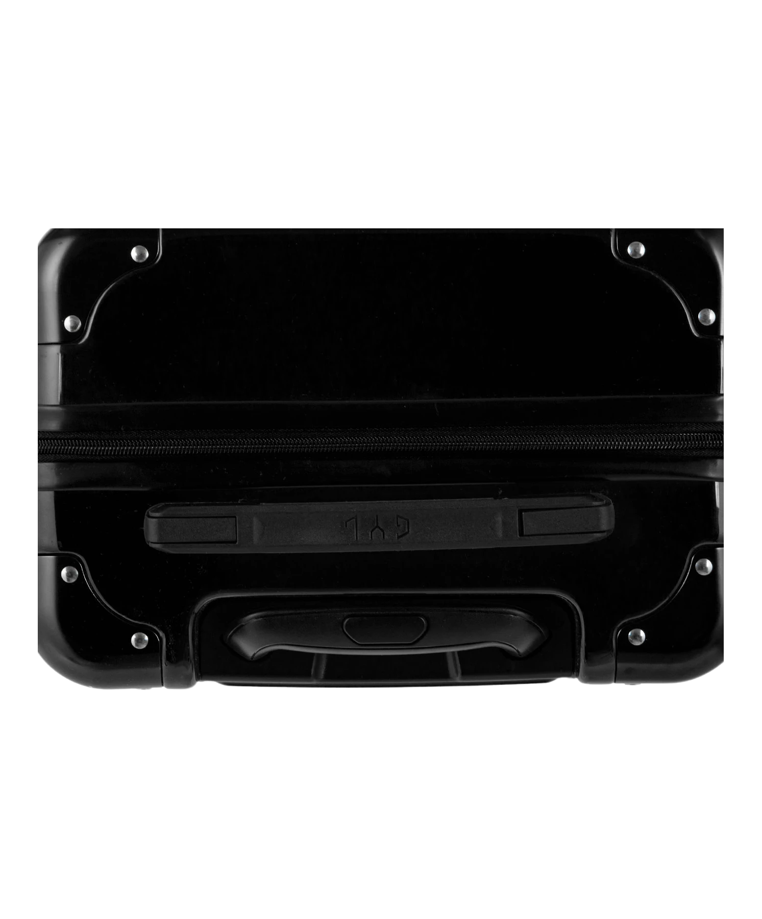 Valise Intemporelle en polycarbonate set de 3 valises cabine semaine et soute coloris noire vue du dessus avec poignee de portage