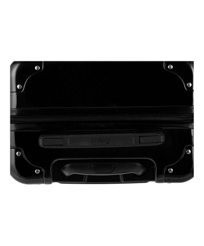 Valise Intemporelle en polycarbonate set de 3 valises cabine semaine et soute coloris noire vue du dessus avec poignee de portage