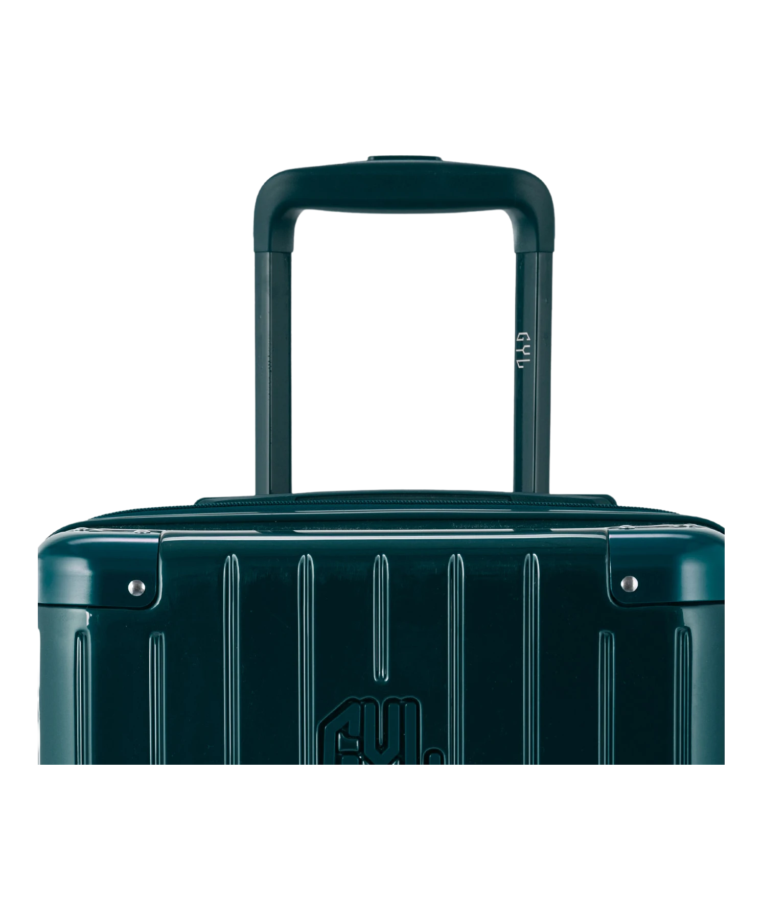 Valise Intemporelle en polycarbonate set de 3 valises cabine semaine et soute coloris vert sapin detail poignee telescopique et logo GYL