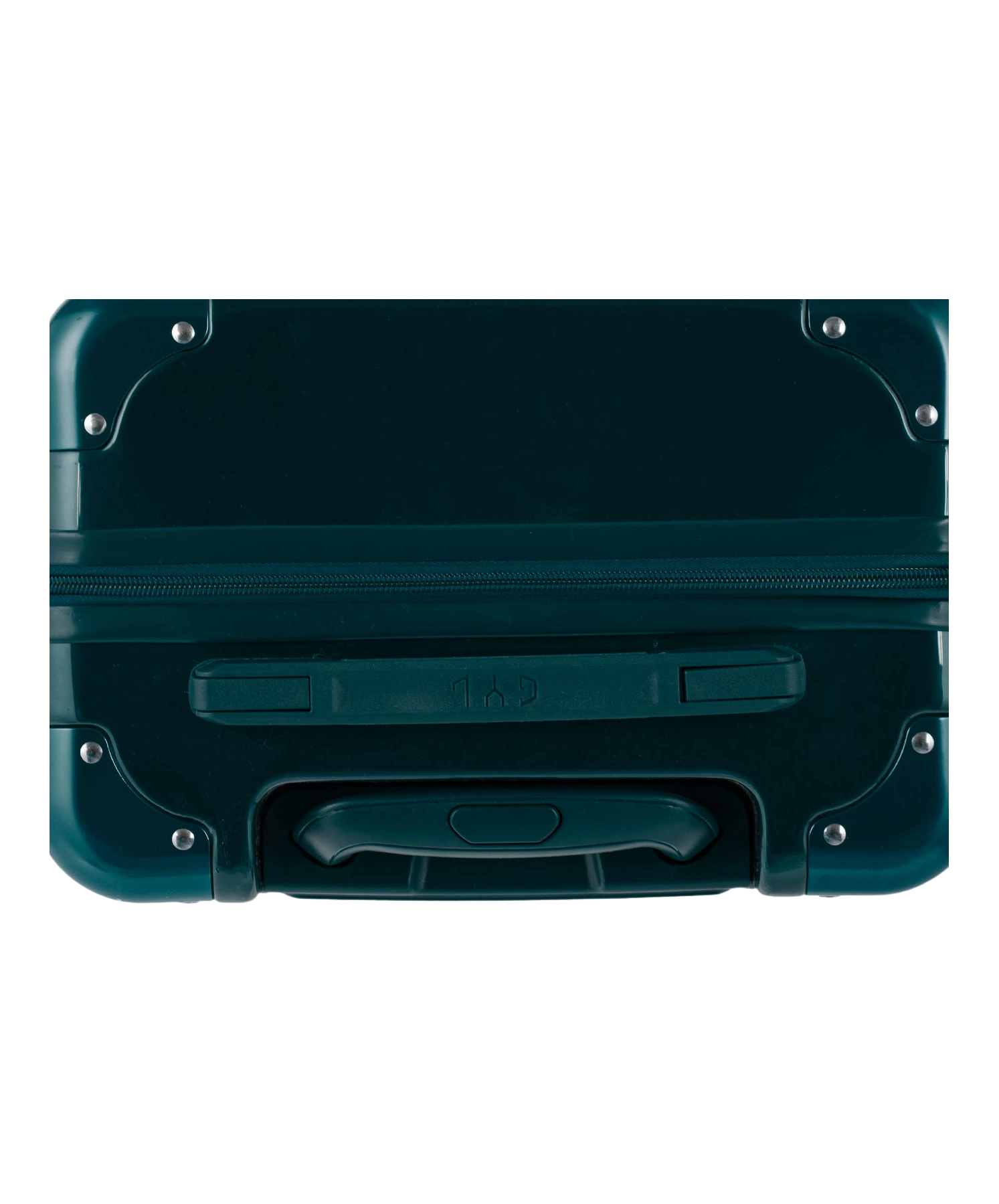 Valise Intemporelle en polycarbonate set de 3 valises cabine semaine et soute coloris vert sapin vue du dessus avec poignee de portage