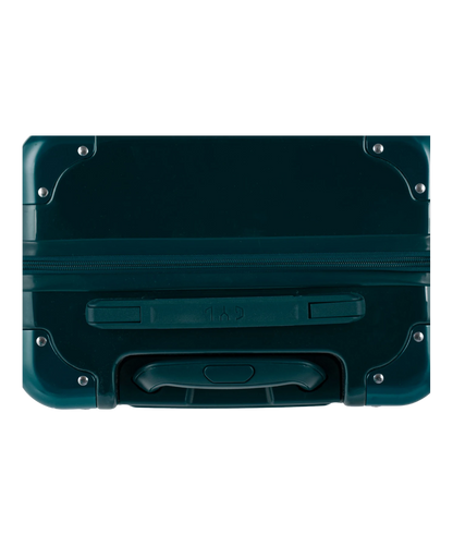 Valise Intemporelle en polycarbonate set de 3 valises cabine semaine et soute coloris vert sapin vue du dessus avec poignee de portage