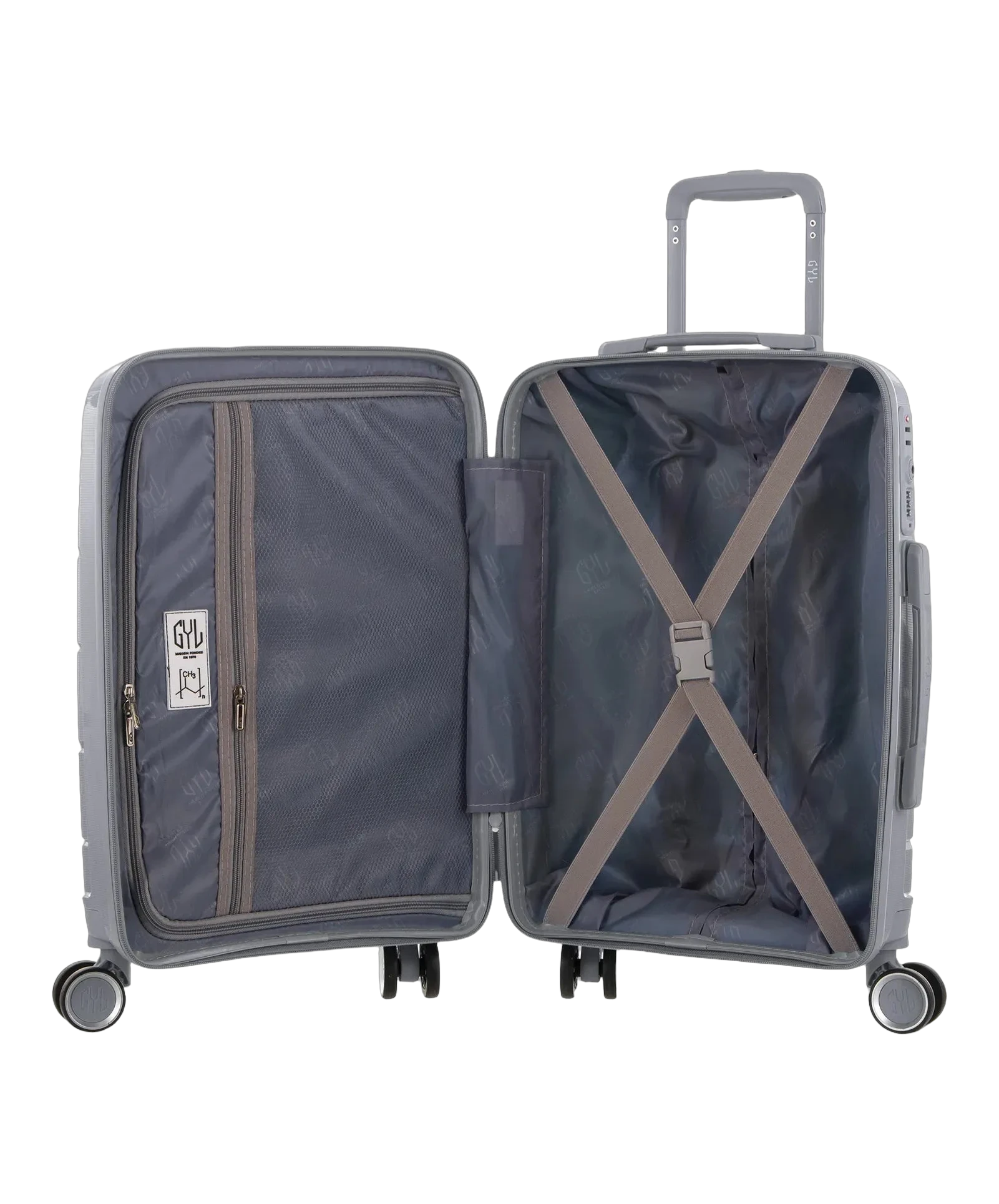 Valise soute Citadine GYL argent interieur ouvert avec compartiments