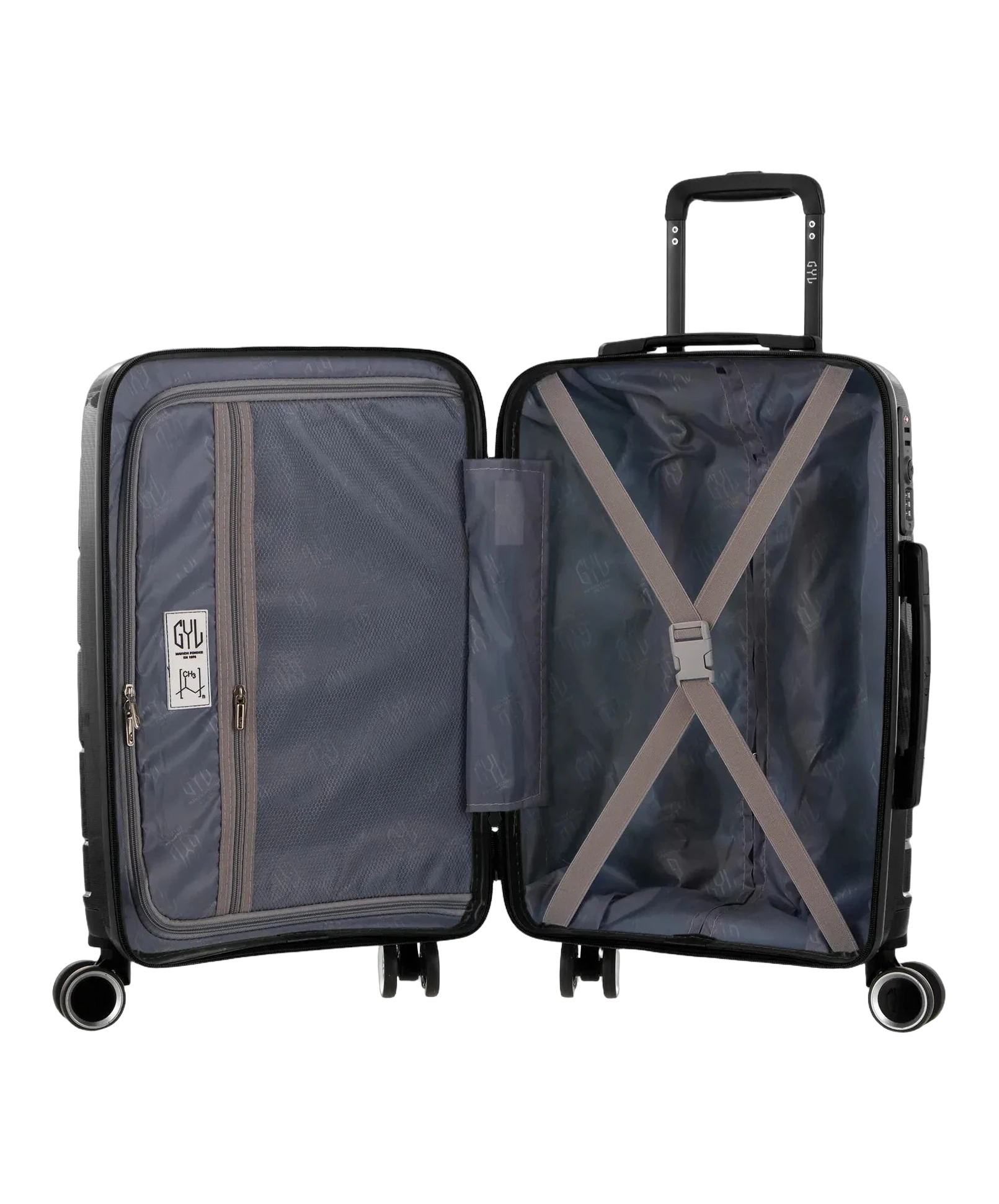 Valise soute Citadine GYL noir interieur ouvert avec compartiments