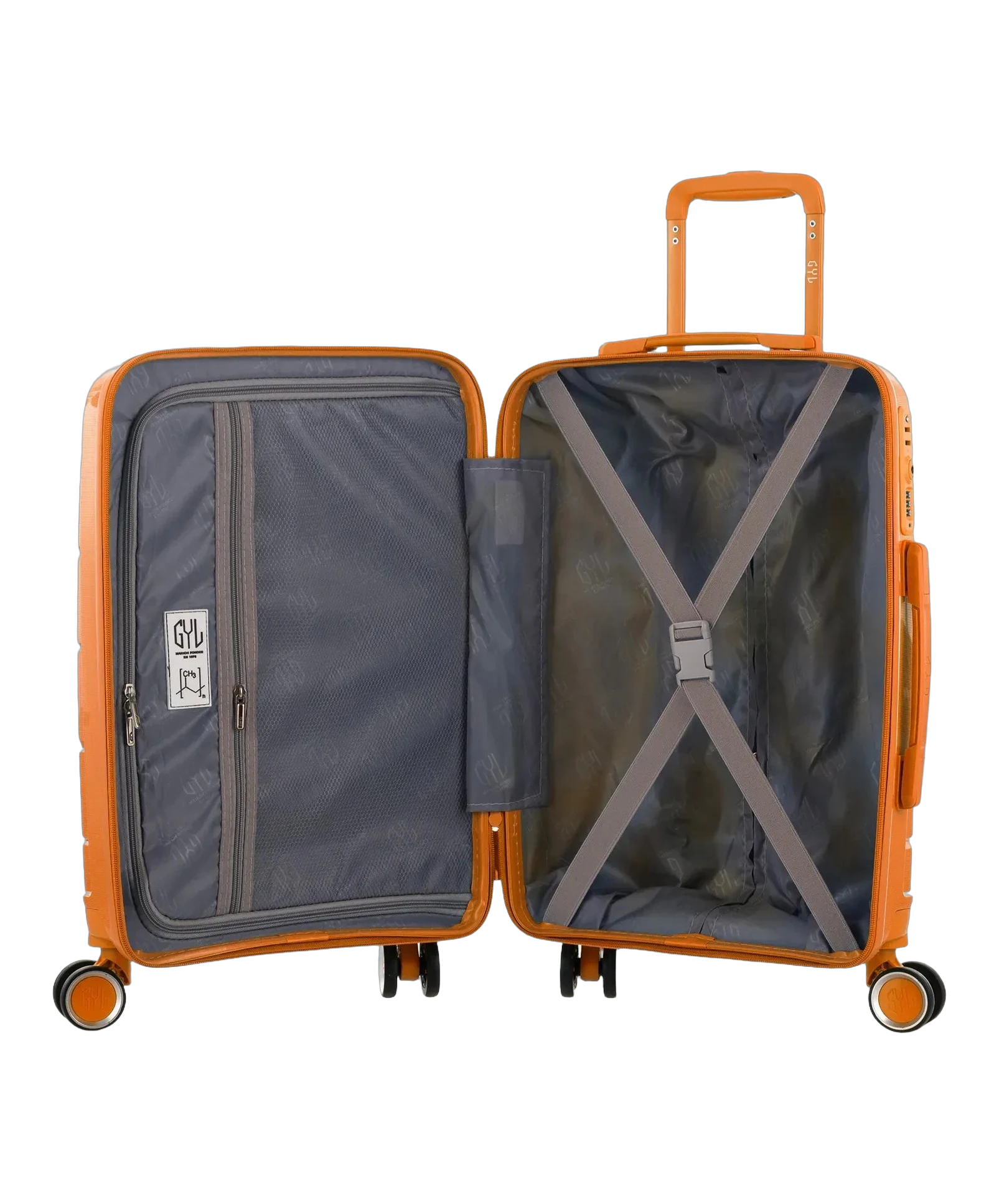 Valise soute Citadine GYL orange interieur ouvert avec compartiments