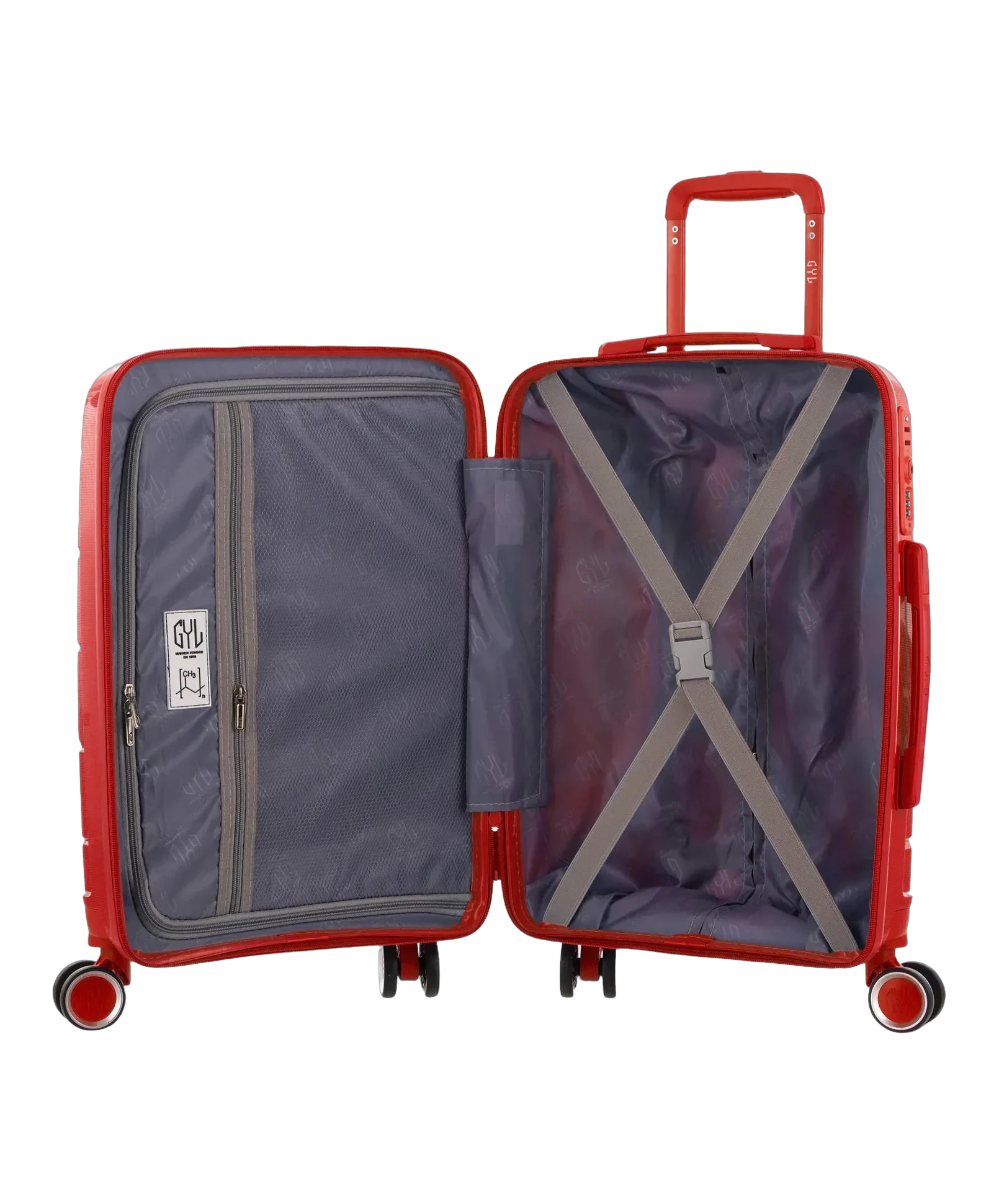 Valise soute Citadine GYL rouge interieur ouvert avec compartiments