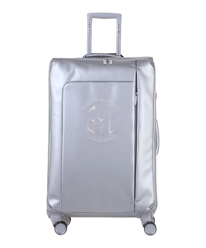 Valise Evasion GYL souple soute 75 cm coloris argent vue de face avec logo GYL