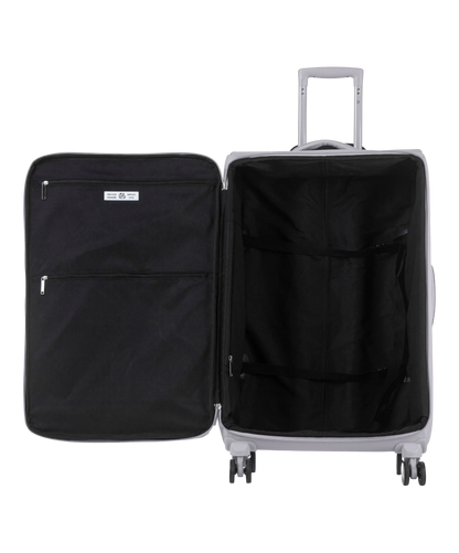 Valise Evasion GYL souple soute 75 cm coloris argent interieur ouvert avec compartiments
