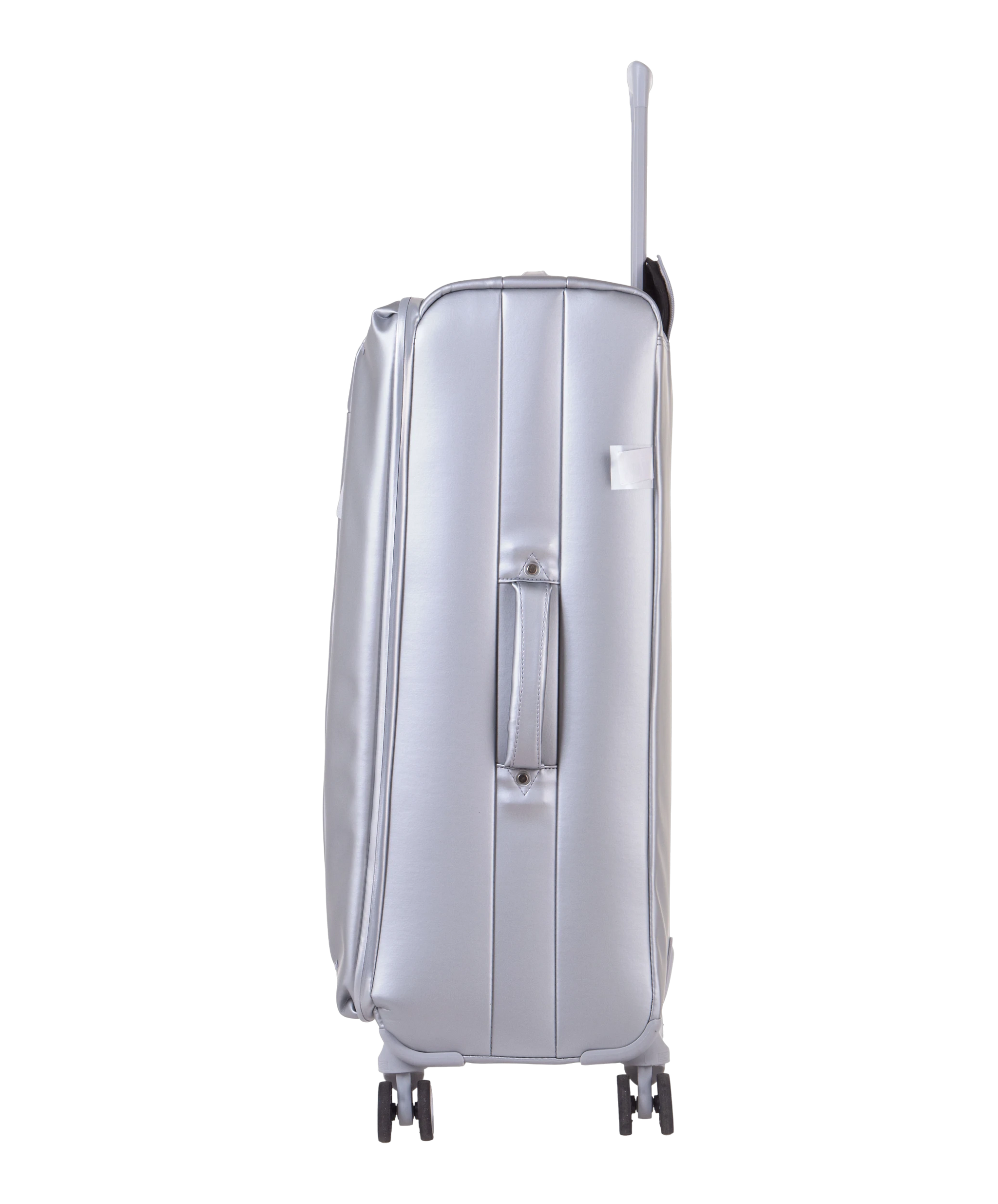 Valise Evasion GYL souple soute 75 cm coloris argent vue de profil avec poignee laterale
