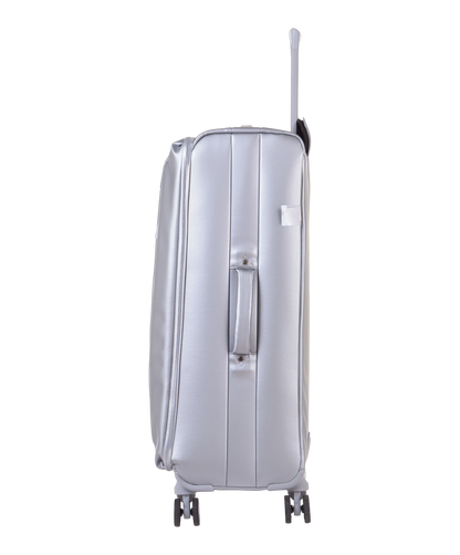 Valise Evasion GYL souple soute 75 cm coloris argent vue de profil avec poignee laterale