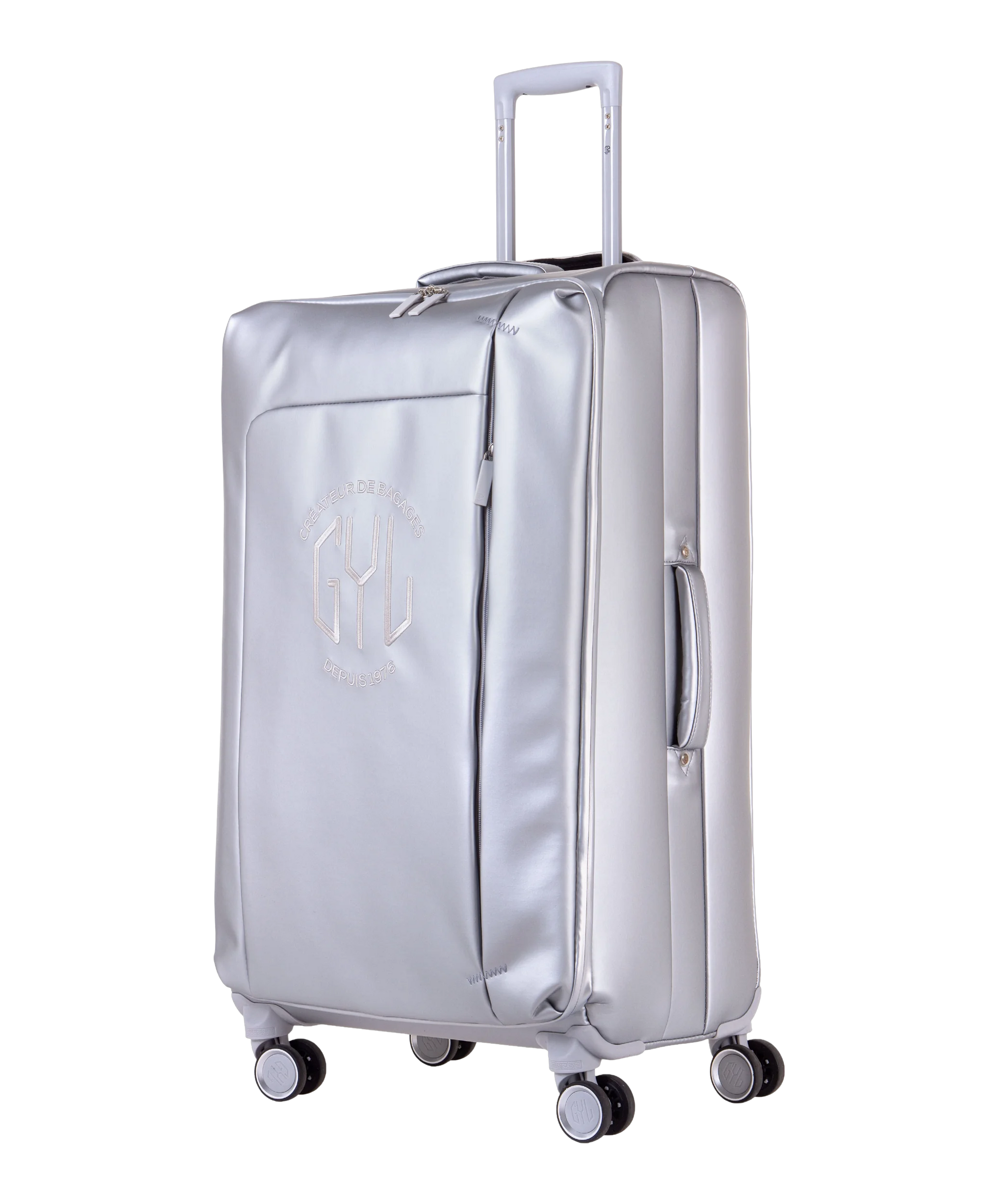 Valise Evasion GYL souple soute 75 cm coloris argent vue trois quarts avant