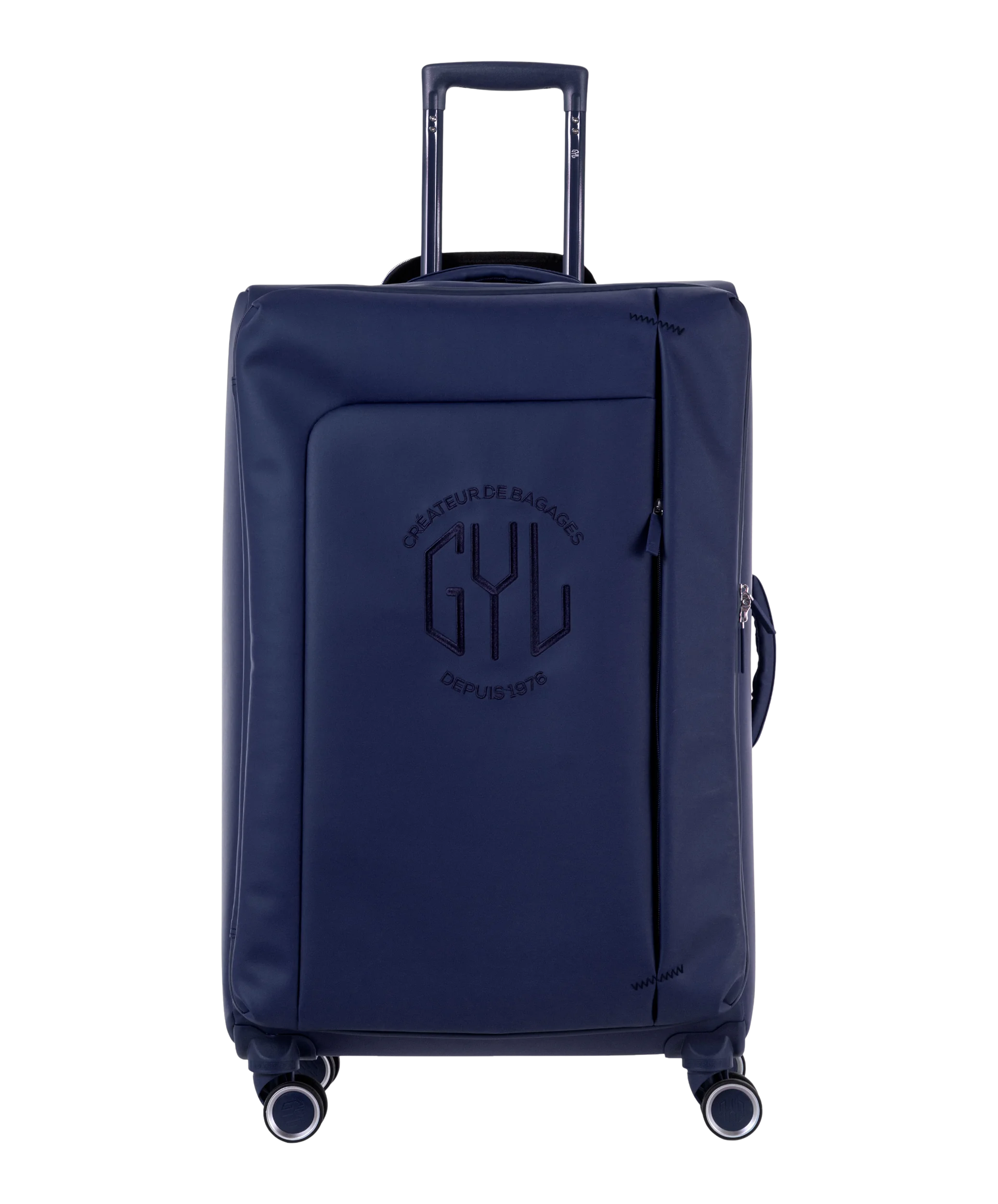 Valise Evasion GYL souple soute 75 cm coloris marine vue de face avec logo GYL