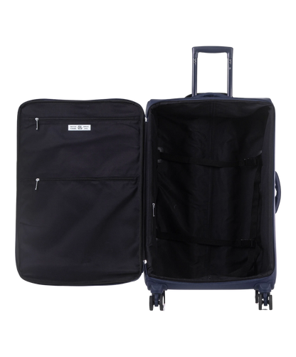 Valise Evasion GYL souple soute 75 cm coloris marine interieur ouvert avec compartiments