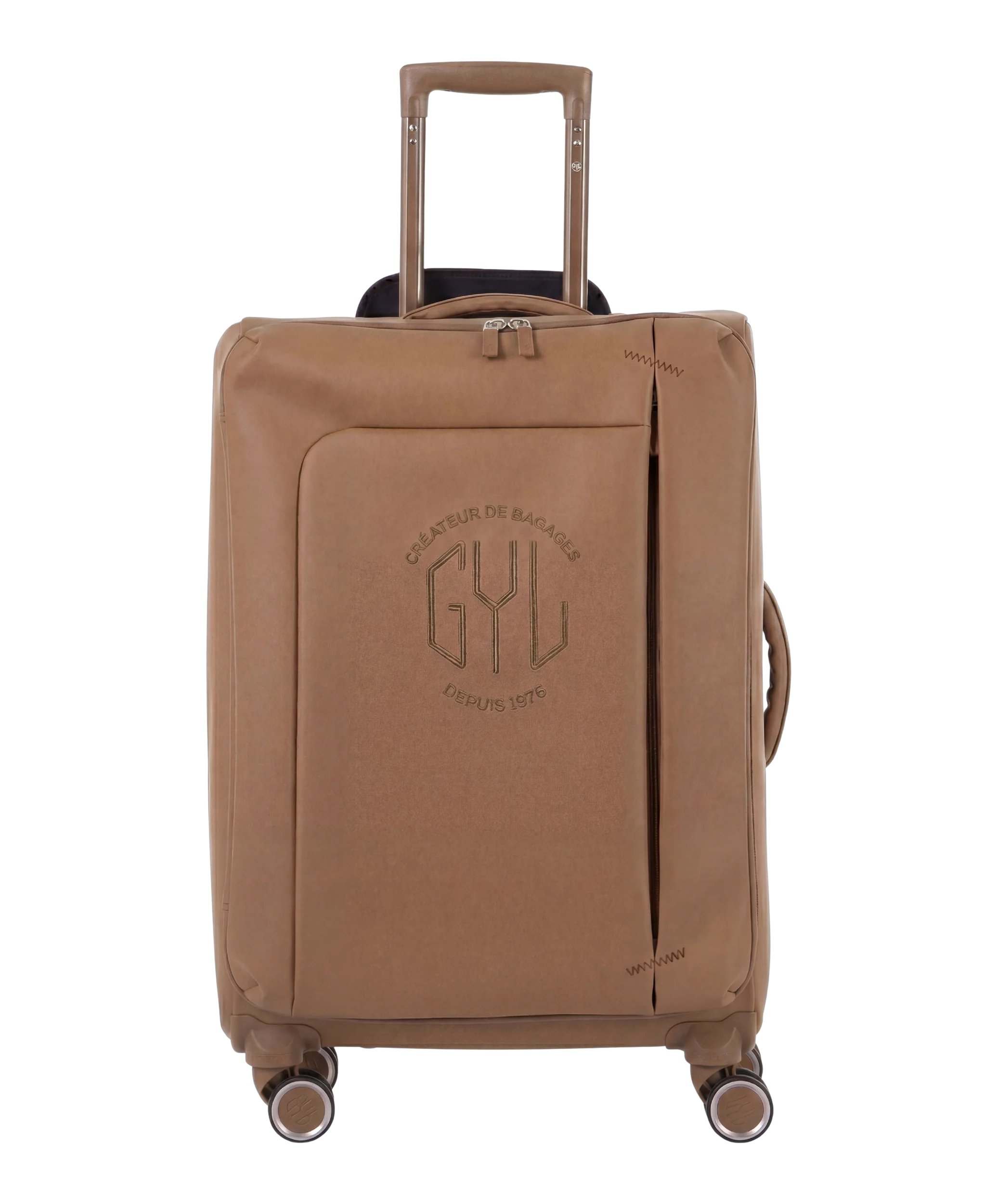 Valise Evasion GYL souple soute 75 cm coloris moca vue de face avec logo GYL