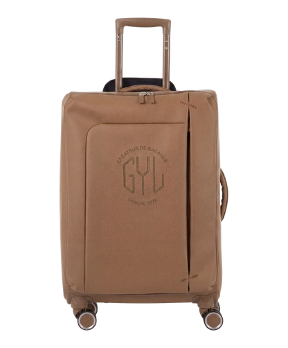 Valise Evasion GYL souple soute 75 cm coloris moca vue de face avec logo GYL