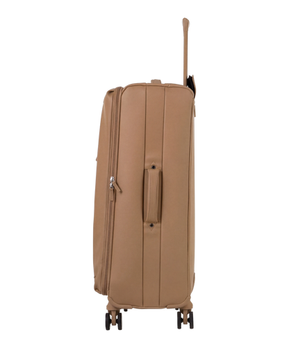 Valise Evasion GYL souple soute 75 cm coloris moca vue de profil avec poignee laterale