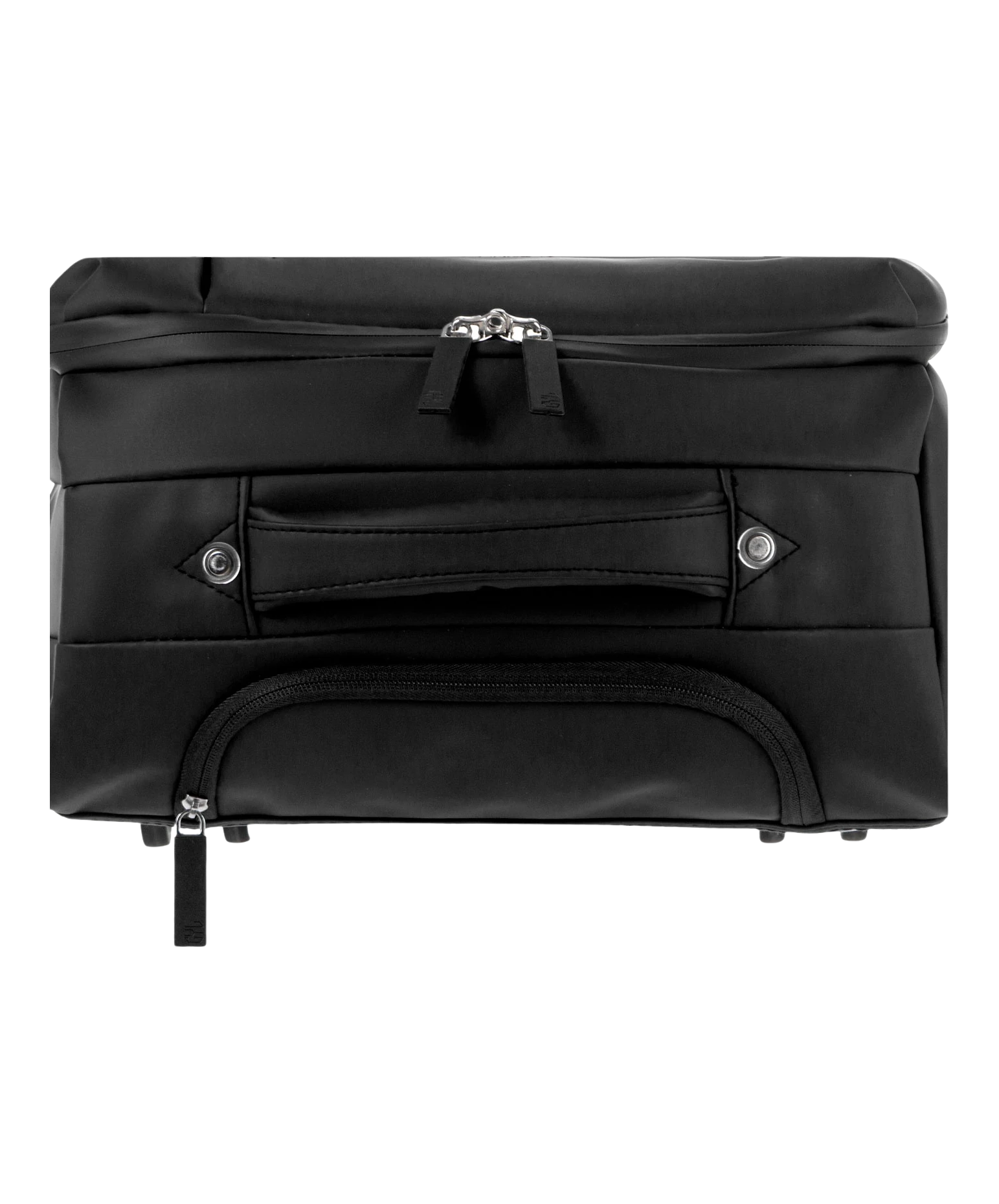 Valise Evasion GYL souple soute 75 cm coloris noir detail vue du dessus avec poches et fermetures
