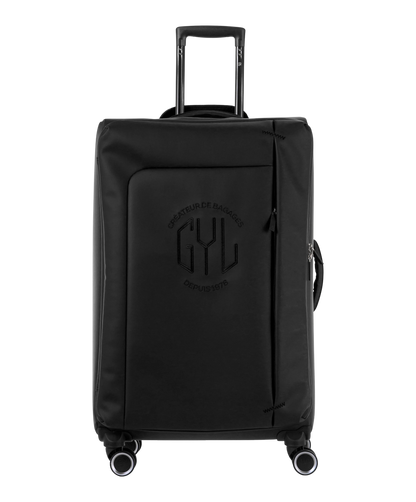 Valise Evasion GYL souple soute 75 cm coloris noir vue de face avec logo GYL