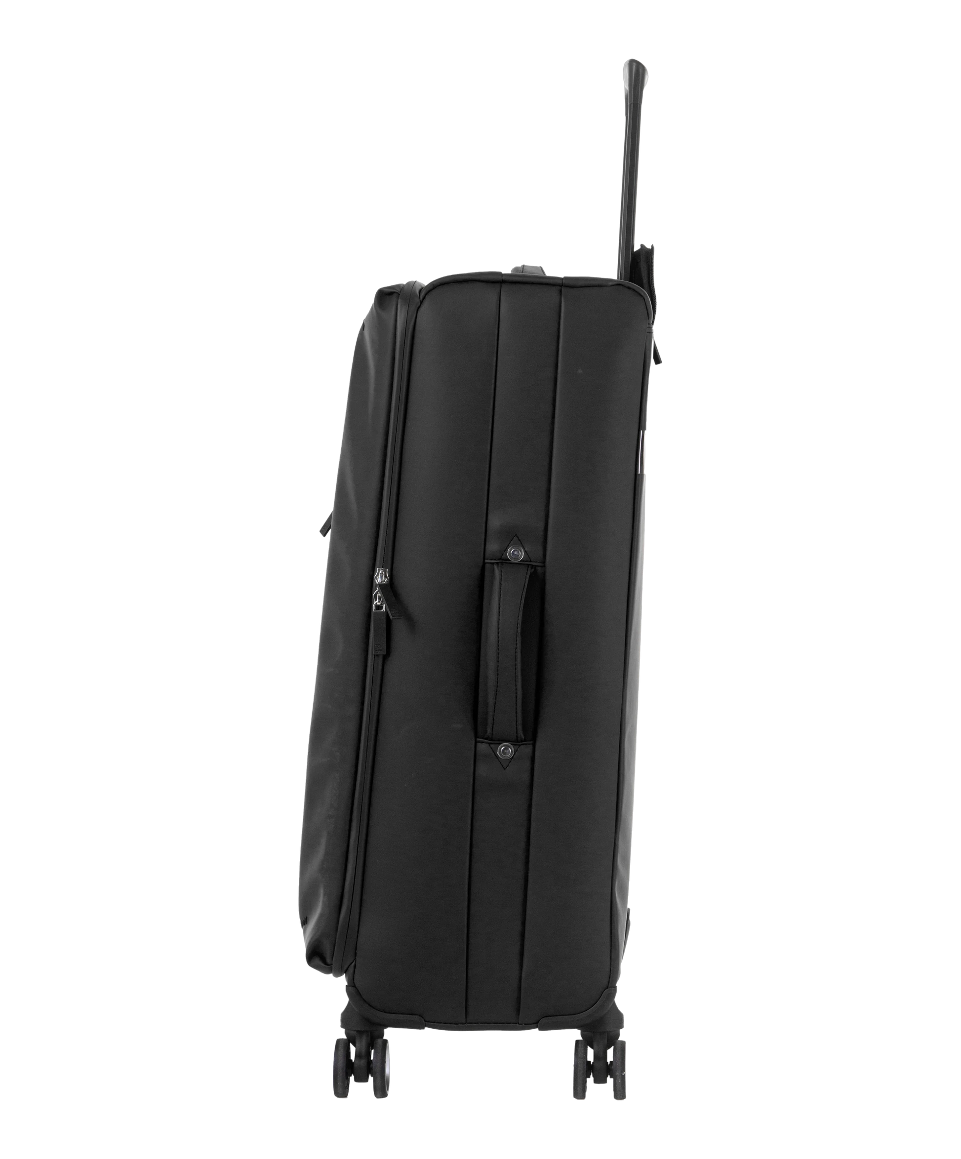 Valise Evasion GYL souple soute 75 cm coloris noir vue de profil avec poignee laterale