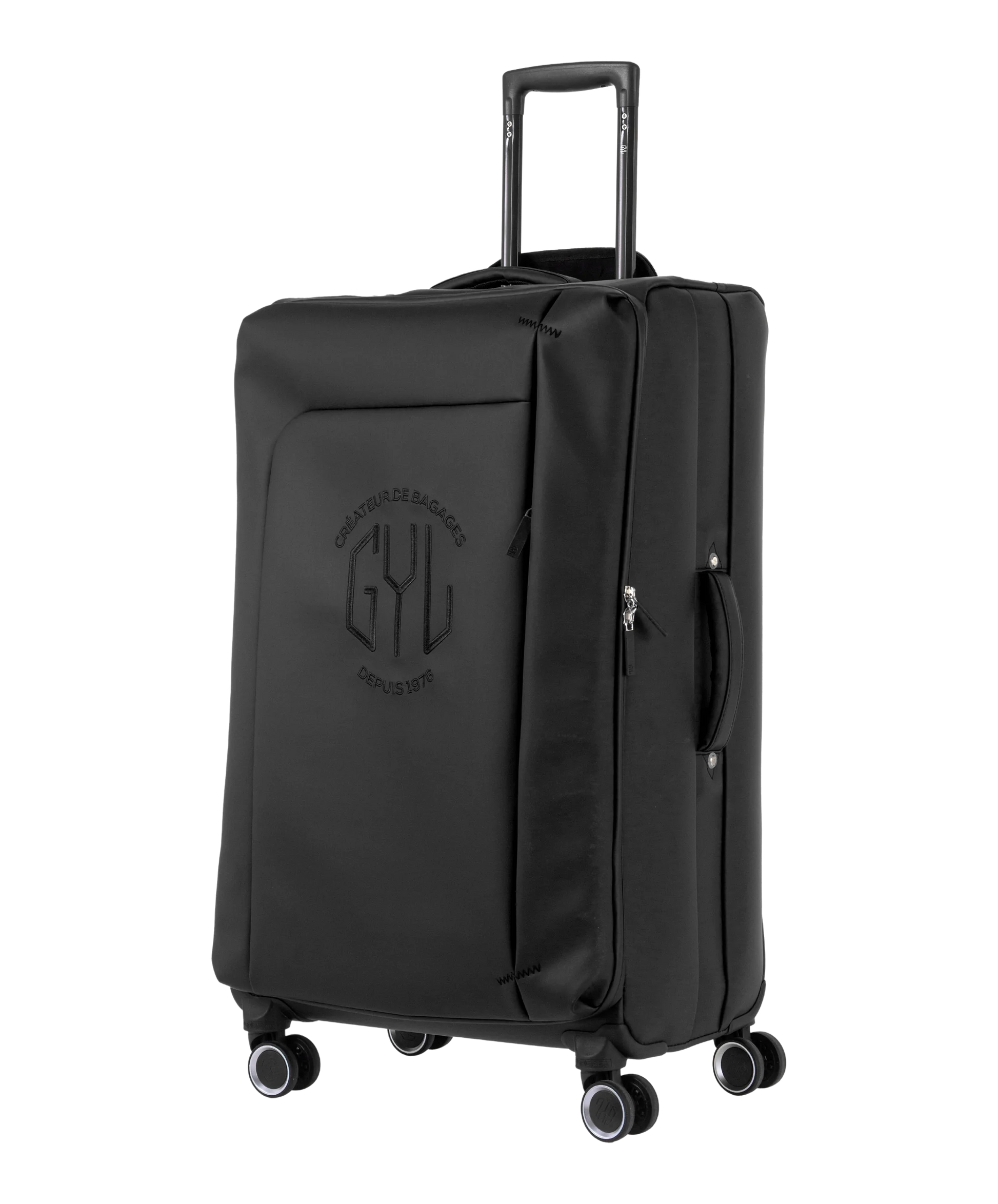 Valise Evasion GYL souple soute 75 cm coloris noir vue trois quarts avant