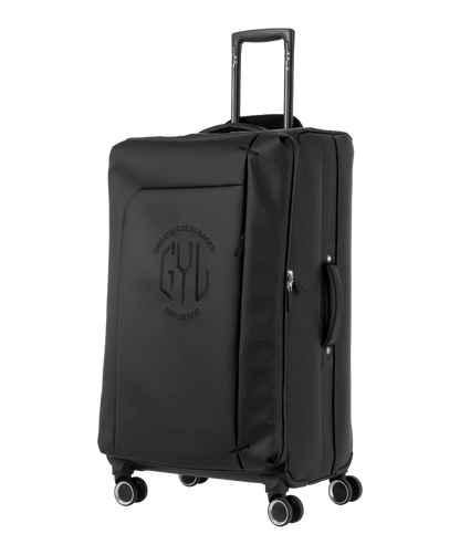 Valise Evasion GYL souple soute 75 cm coloris noir vue trois quarts avant