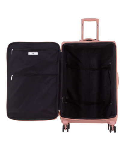 Valise Evasion GYL souple soute 75 cm coloris rose-gold interieur ouvert avec compartiments
