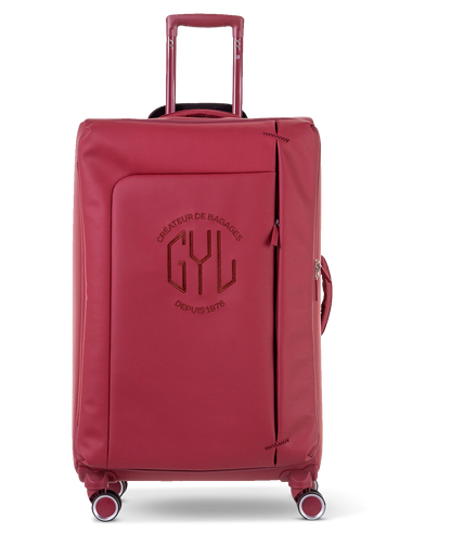 Valise souple Évasion en polyuréthane imperméable soute 75 cm coloris rouge foncé vue de face avec logo GYL embossé